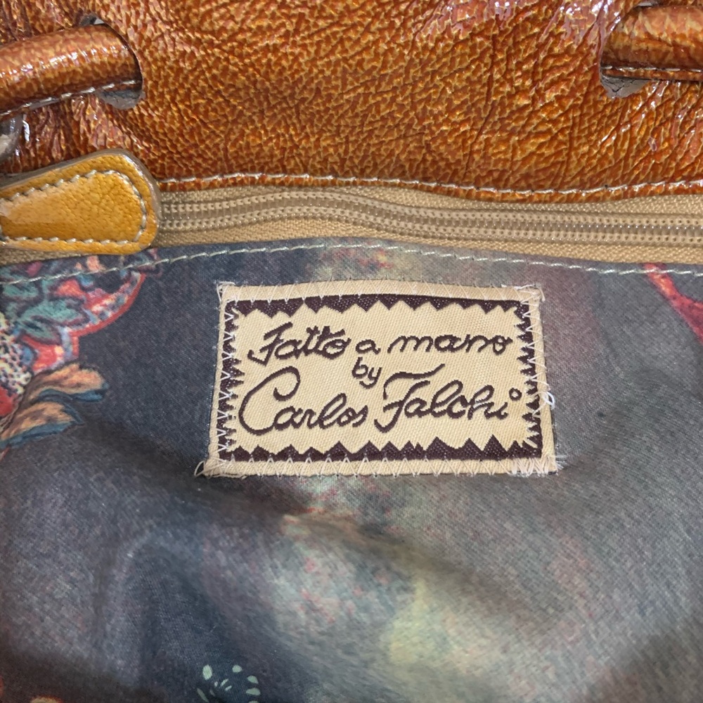 Carlos Falchi Fatto A Mano Python Trim Patent Bag - image 7